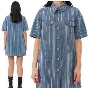 NWT Ganni Light Stripe Denim Mini Dress 34/2